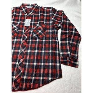Vintage Herbert John Red Button Up Plaid Flannel Shirt Quilted Jacket Size L